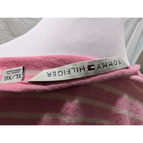 Tommy Hilfiger Shirt Women's Pink Striped V-neck Short Sleeves Tshirt Size XL - Picture 6 of 12
